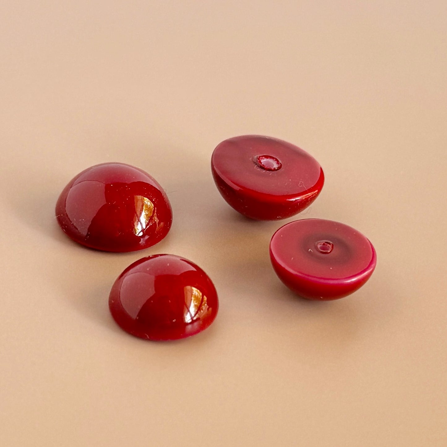 【Made in Japan】AKADAMA Plastic Cabochon Retro Red color coated 【14mm/16mm】