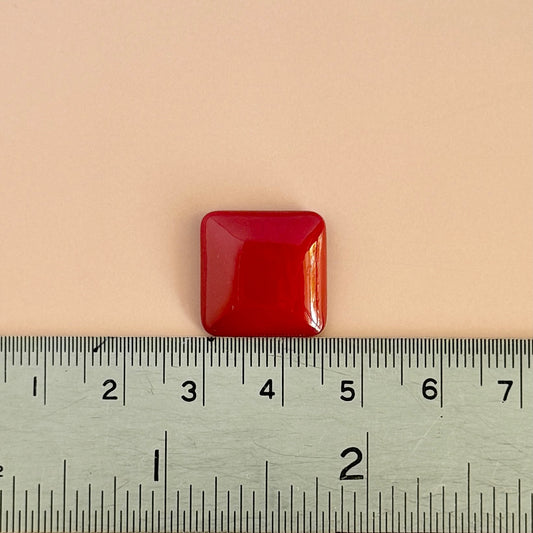 【Made in Japan】AKADAMA Plastic Cabochon Retro Red color coated Square【16mm】