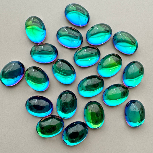 Czech Vintage Glass Cabochon Oval Bermuda Blue 8×6mm【2pcs】