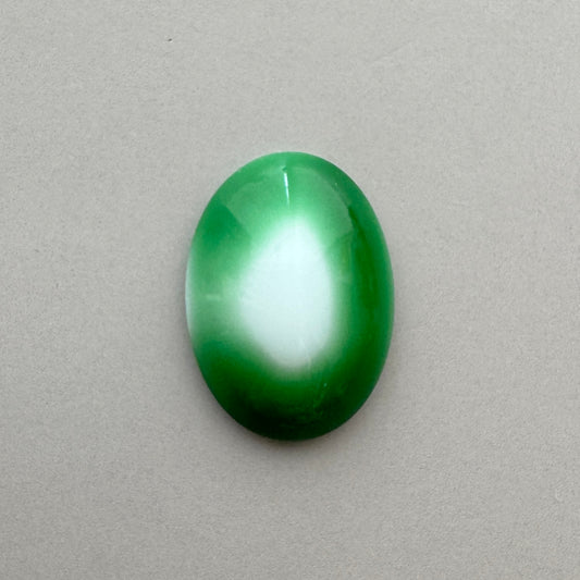 German Vintage Glass Cabochon Oval Green/White 18x13mm