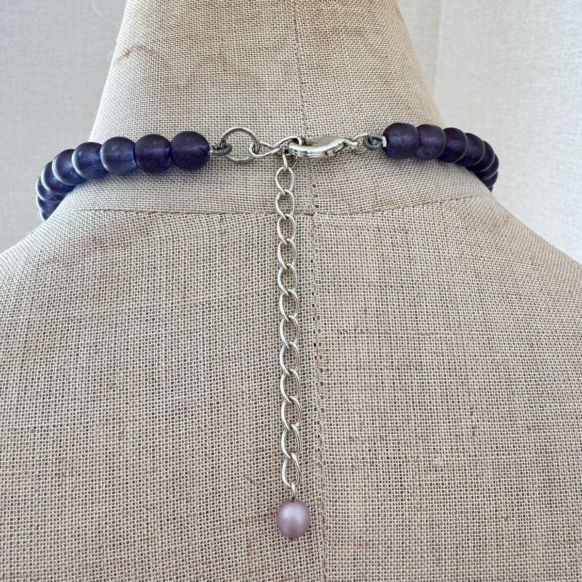 Czech Glass Flower Necklace Purple