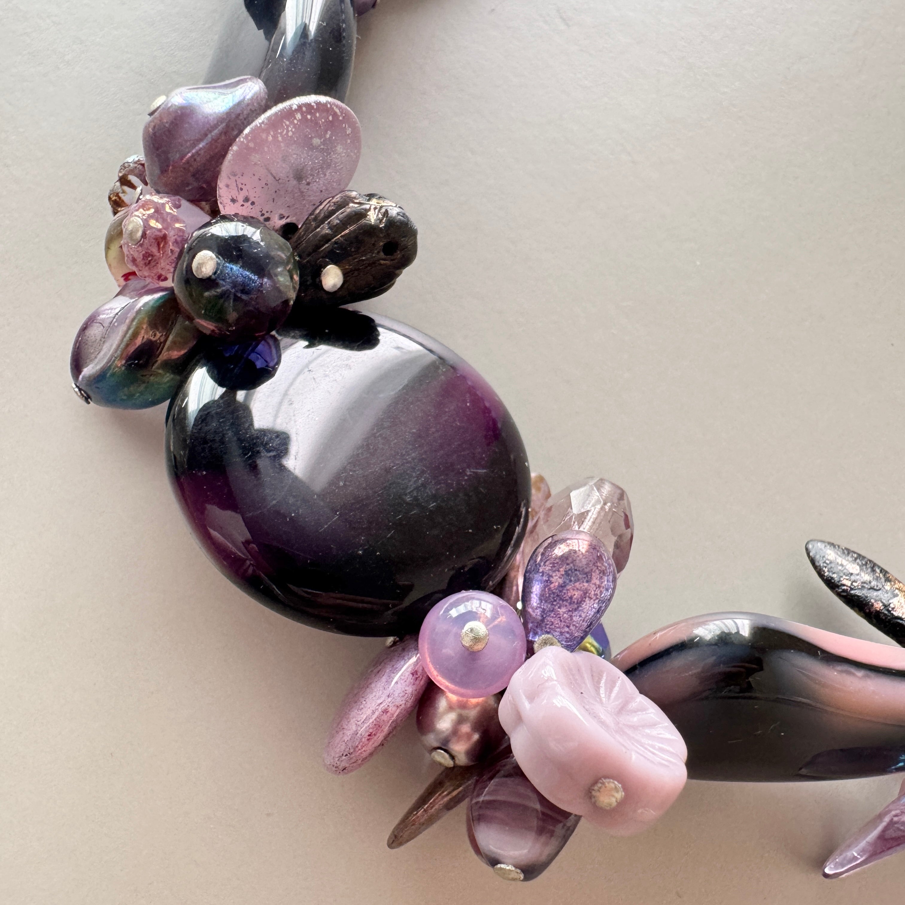 Czech Glass Flower Necklace Purple – Yotsuba-and-co.