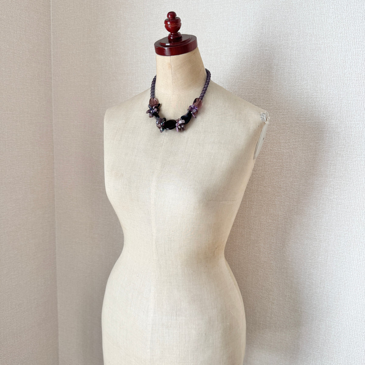 Czech Glass Flower Necklace Purple