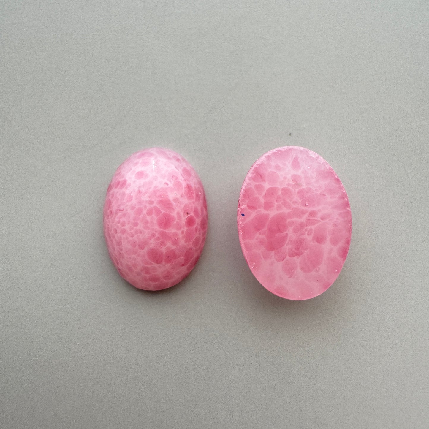 Japan Vintage Glass Opaque Cabochon Rose Quartz Oval 18x13mm
