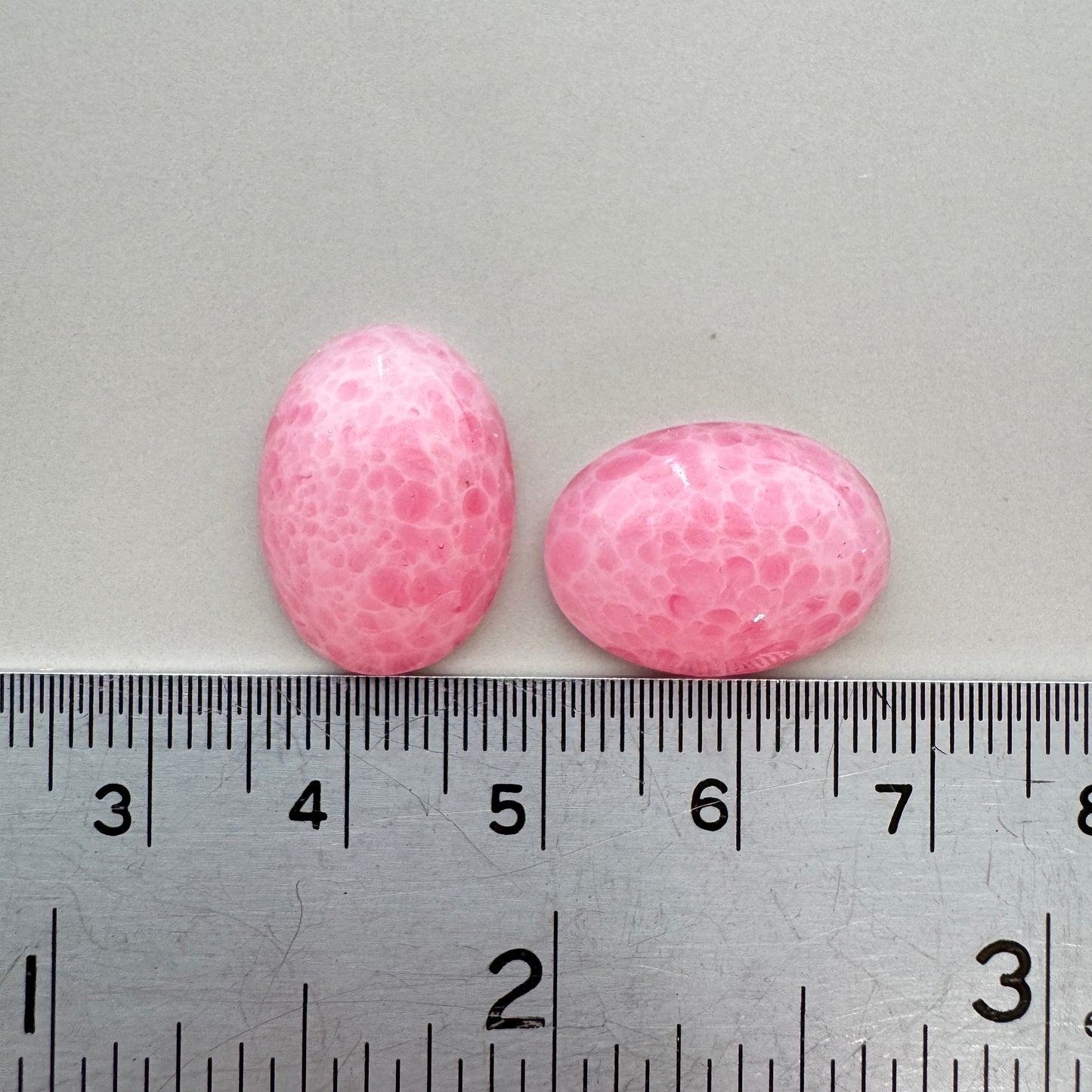 Japan Vintage Glass Opaque Cabochon Rose Quartz Oval 18x13mm