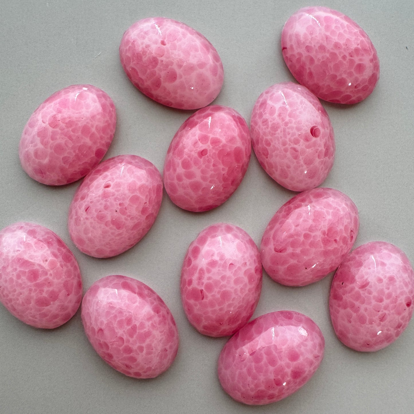 Japan Vintage Glass Opaque Cabochon Rose Quartz Oval 18x13mm