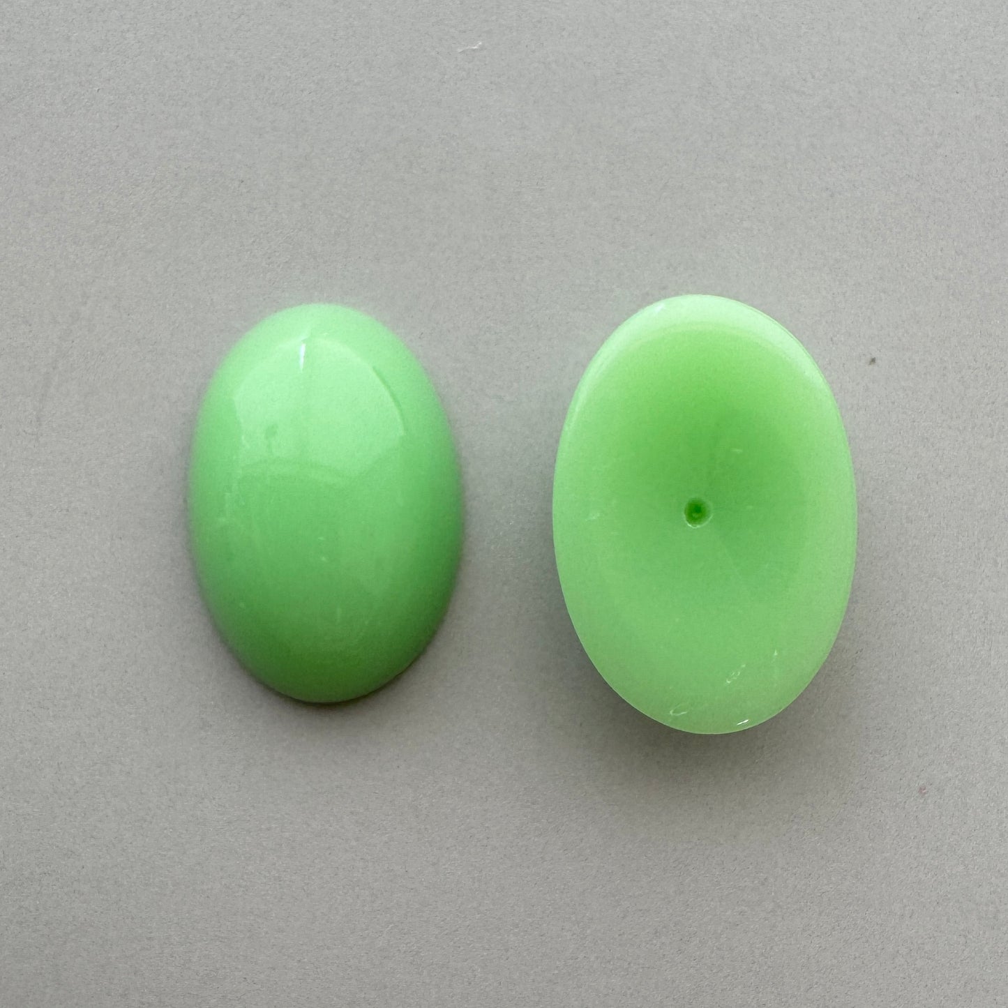 Japan Vintage Glass Opaque Cabochon Mint Green Oval 18x13mm