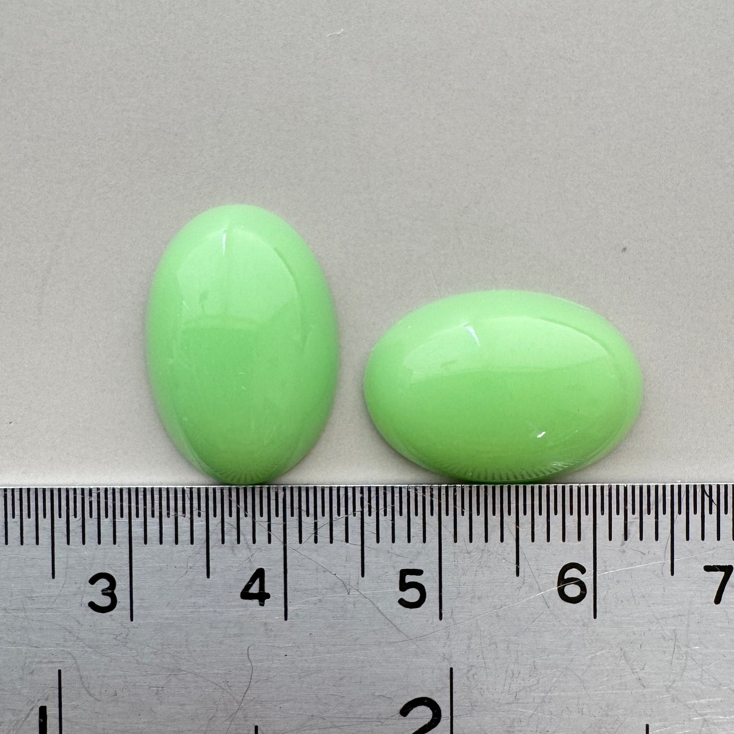 Japan Vintage Glass Opaque Cabochon Mint Green Oval 18x13mm