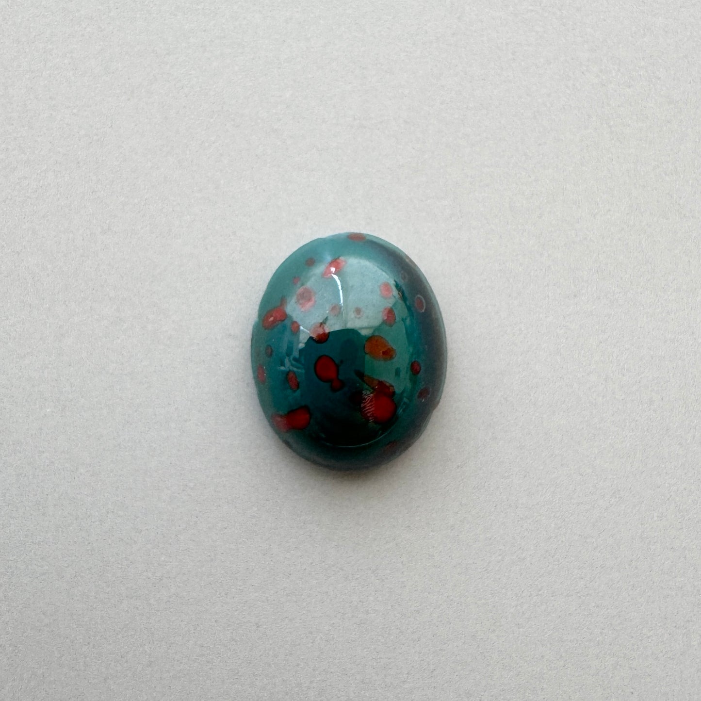 Czech Vintage Glass Lampwork Cabochon Bloodstone Oval 10x8mm