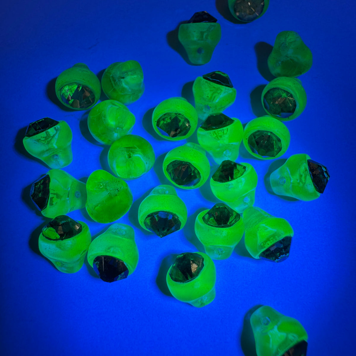 Czech Vintage Vaseline Glass Button with Rhinestone 6mm【2 pcs】