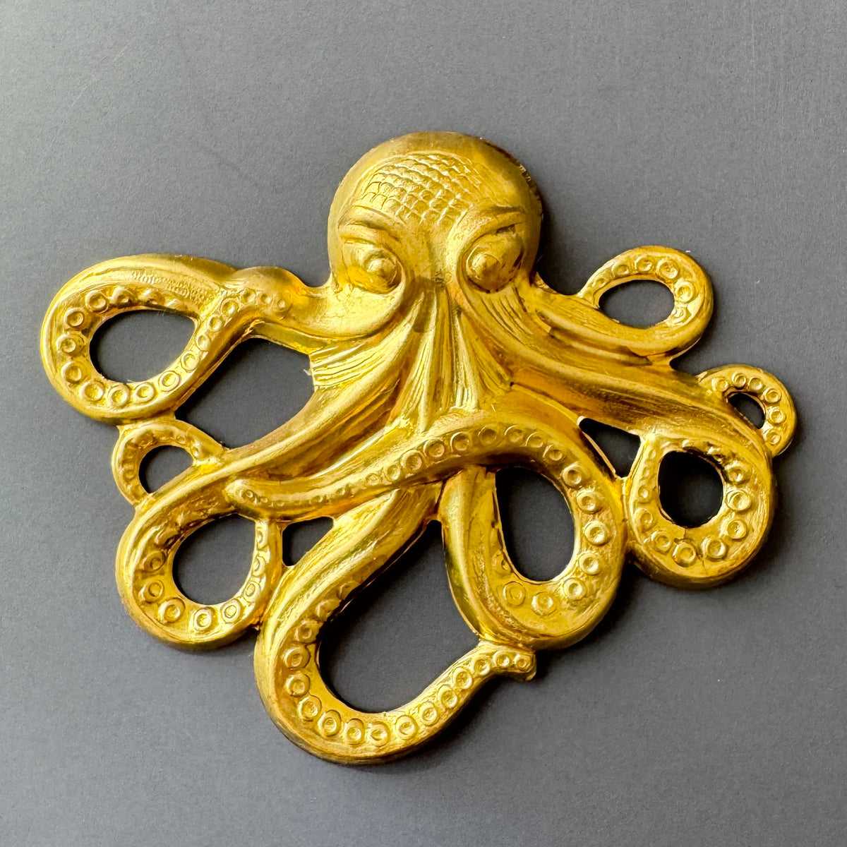 Raw Brass Stamping Octopus 54×63mm