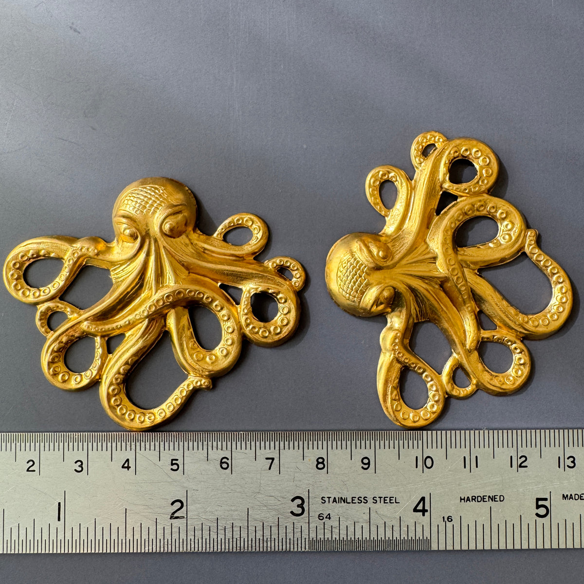 Raw Brass Stamping Octopus 54×63mm