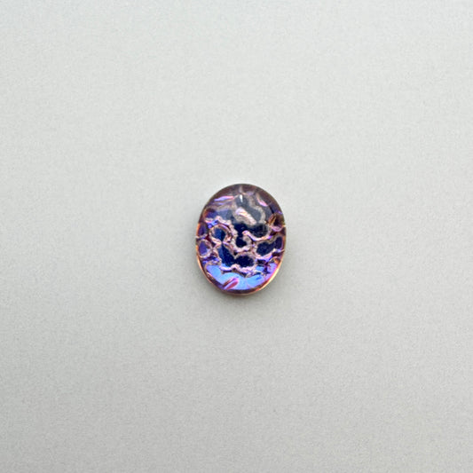 German Vintage Glass Cabochon Snakeskin Helio Green Oval 10×8mm【2pcs】