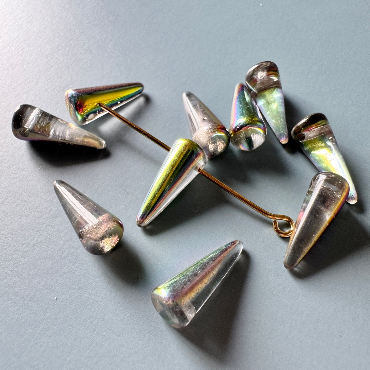 Czech Pressed Beads Spike Crystal Vitrail 5×10mm【2 pcs】