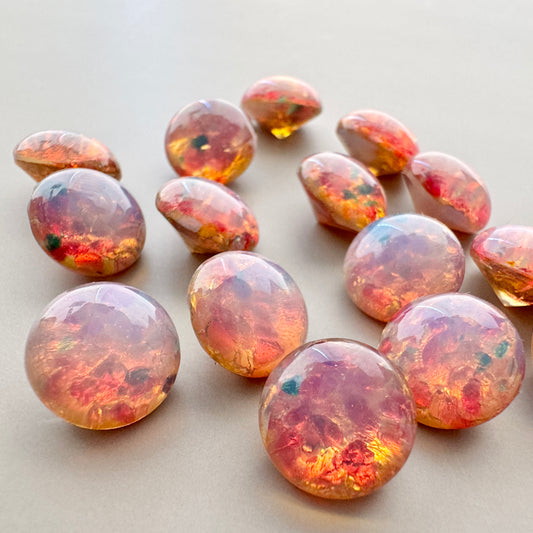 German Vintage Glass Point Back Fire Opal Round 48ss【2 pcs】