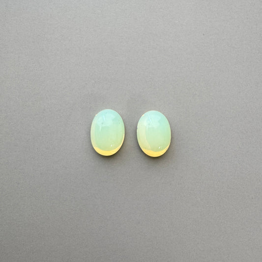Czech Vintage Vaseline Glass Cabochon Oval Yellow 8x6mm【2pcs】