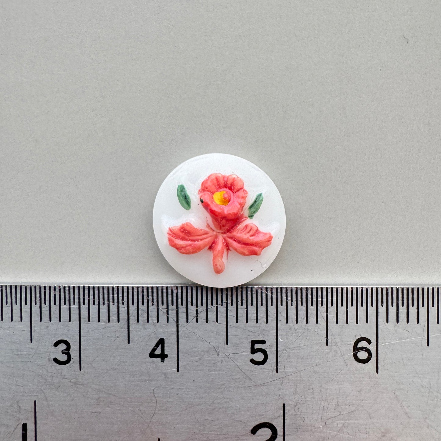 Vintage Glass Handpainted Flower Cabochon