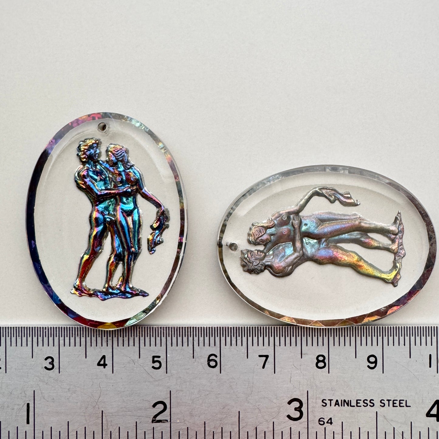 German Vintage Intaglio Pendant Top Hole 40x30mm