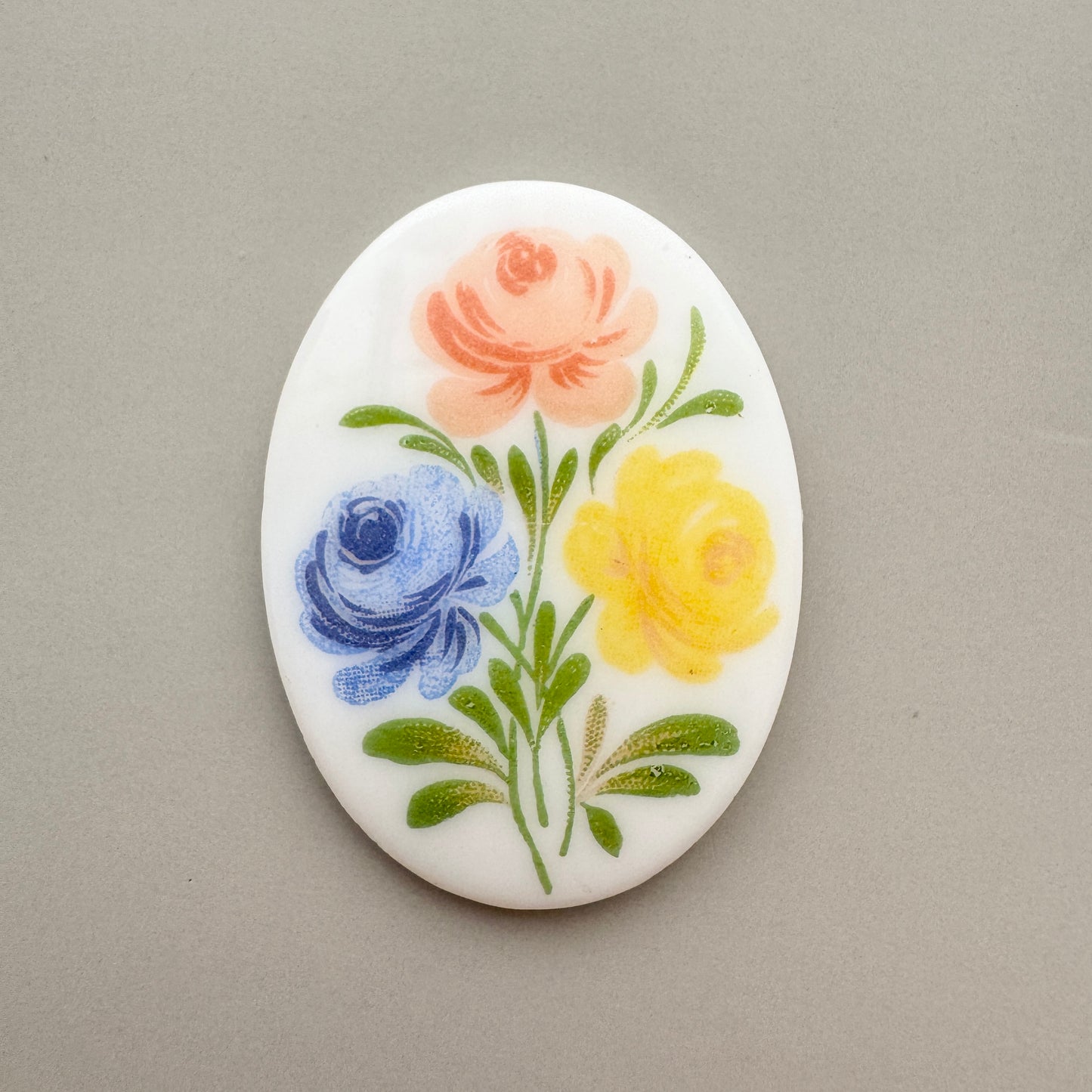 German Vintage Glass Flower Cabochon 40x30mm