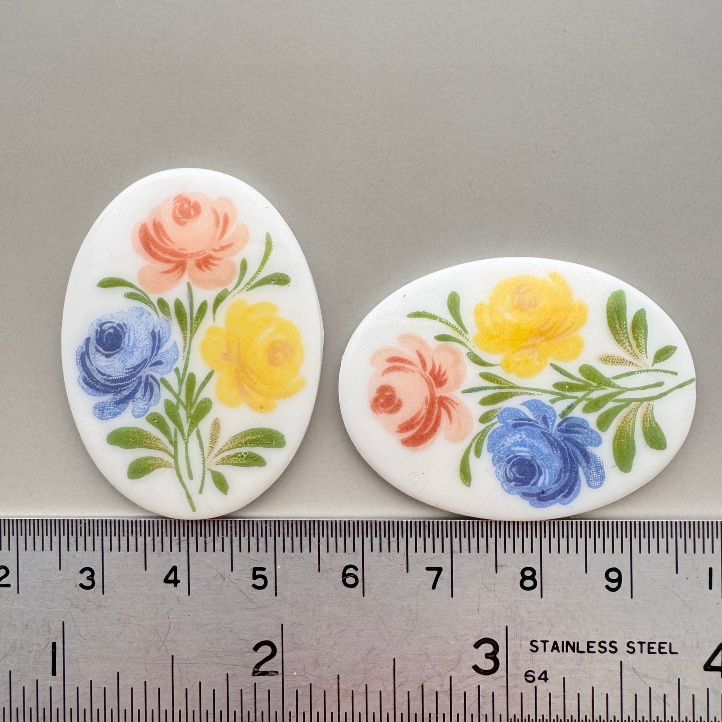 German Vintage Glass Flower Cabochon 40x30mm