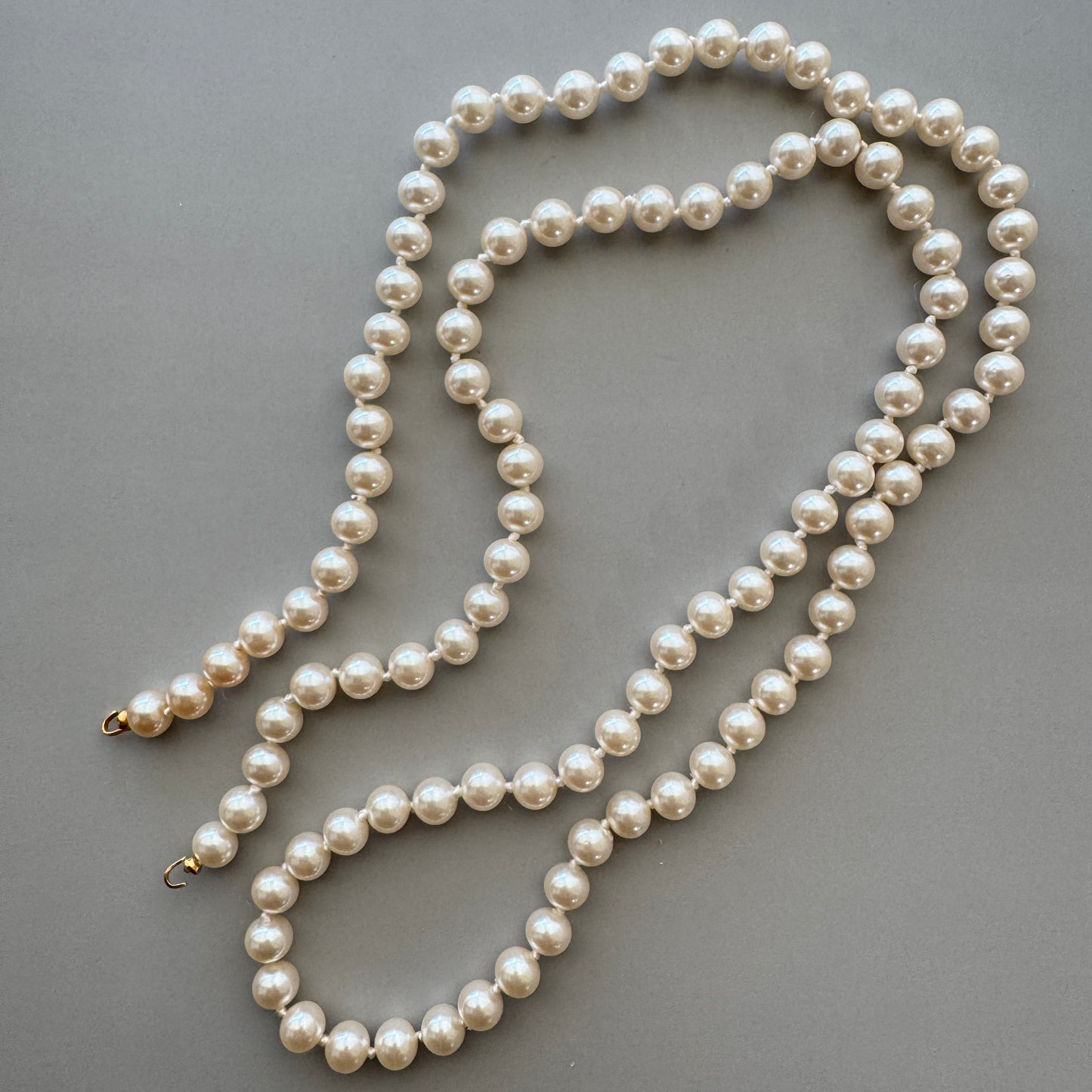 Japan Vintage Glass Pearl Necklace Base (no clasp) 73cm