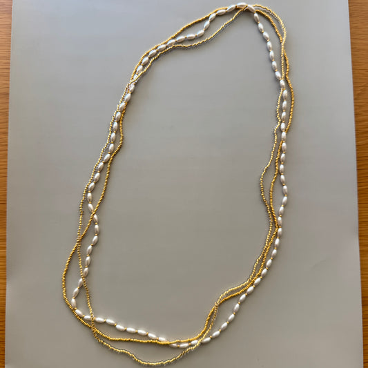 Seed Beads Long Necklace 3 Strands