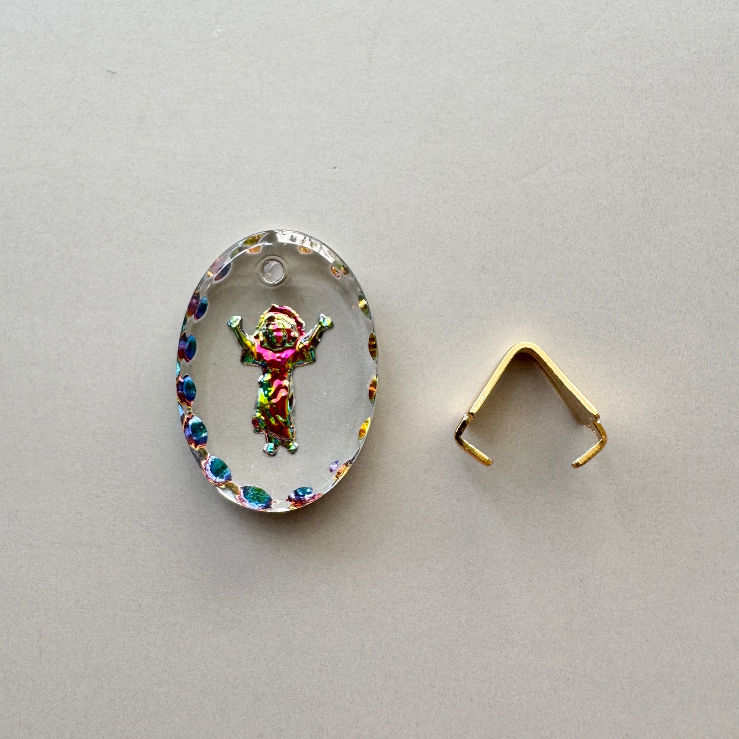 German Intaglio Milagro Charm Oval Pendant Top 18×13mm