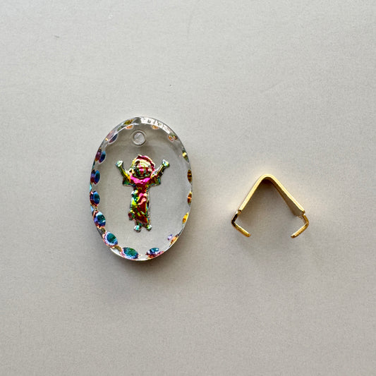 German Intaglio Milagro Charm Oval Pendant Top 18×13mm