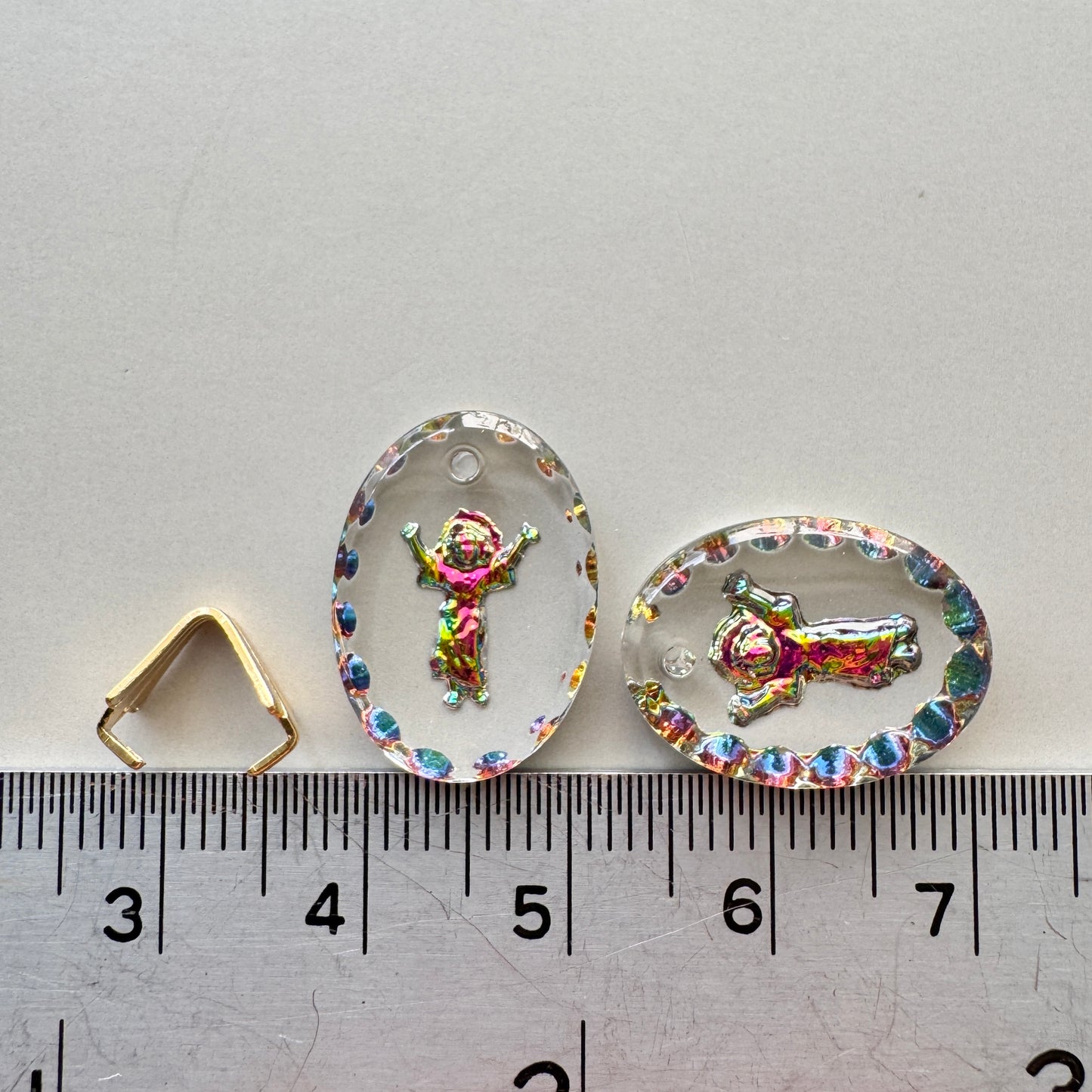 German Intaglio Milagro Charm Oval Pendant Top 18×13mm