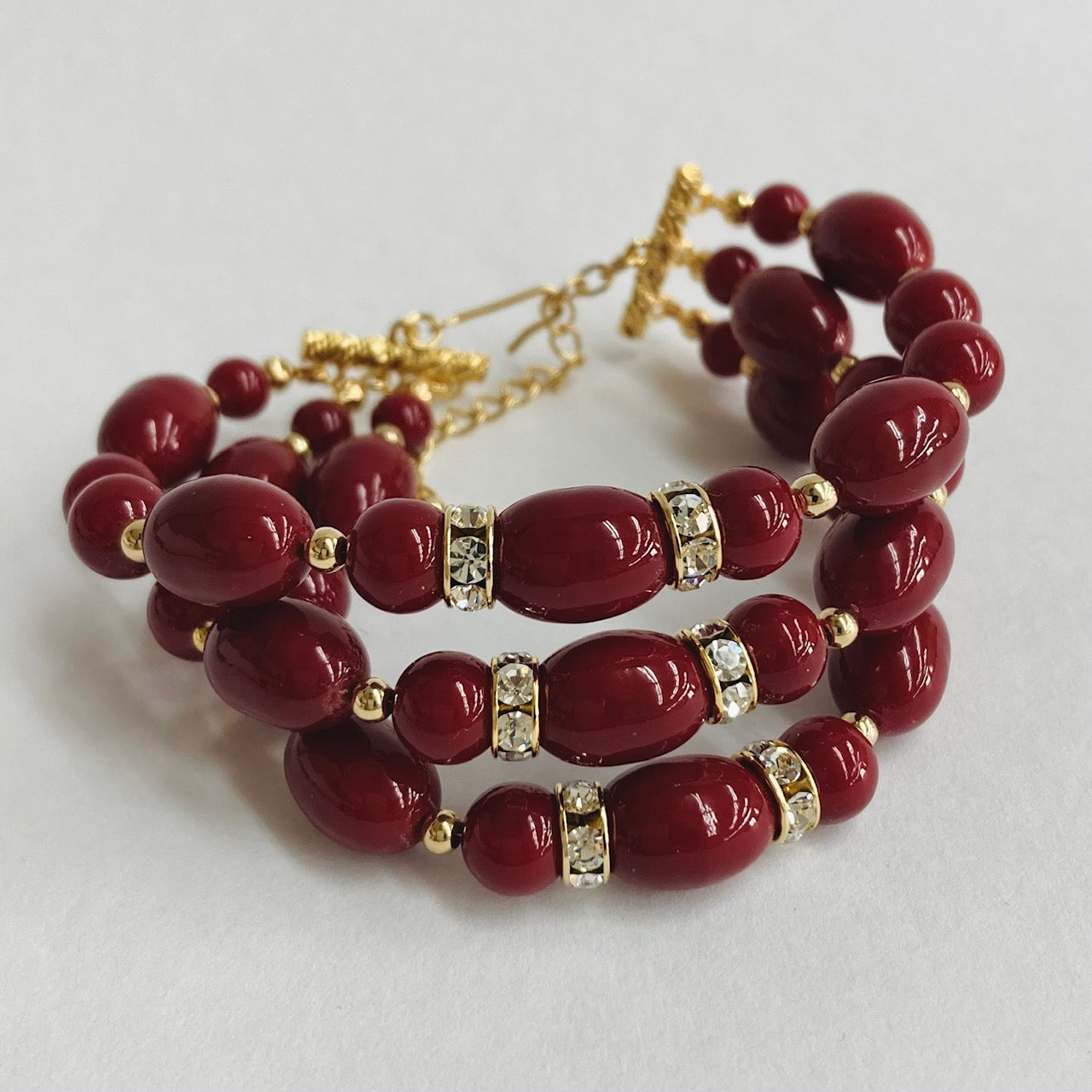 【Made in Japan】"AKADAMA" 3 strands Bijoux Bracelet AK12