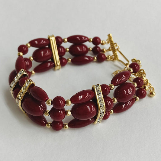 【Made in Japan】"AKADAMA" 3 strands Bijoux Bracelet AK13