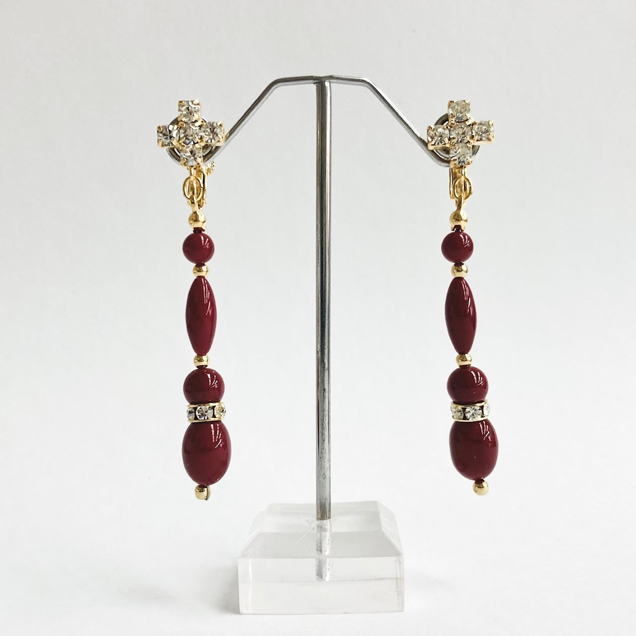 【Made in Japan】"AKADAMA" Bijoux Cross Earrings AK15