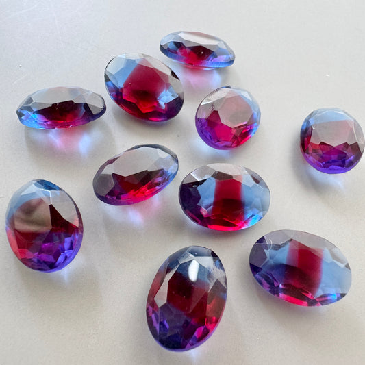 Czech Glass Stone Two Toned Sapphire/Ruby 14×10mm