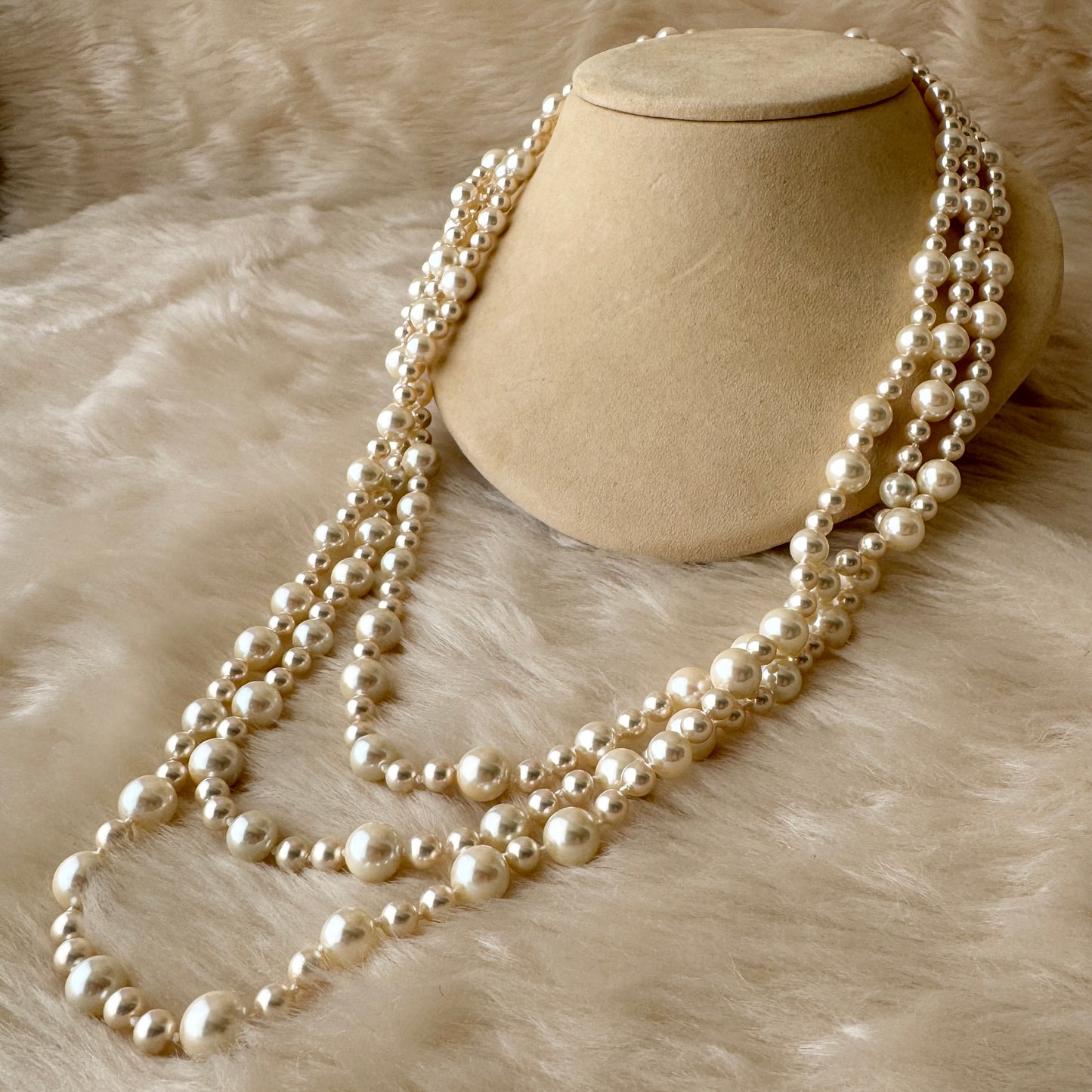 【Made in Japan 】シェルパール3連ネックレス Shell Pearl 3 Strands All Knot Necklace SP02