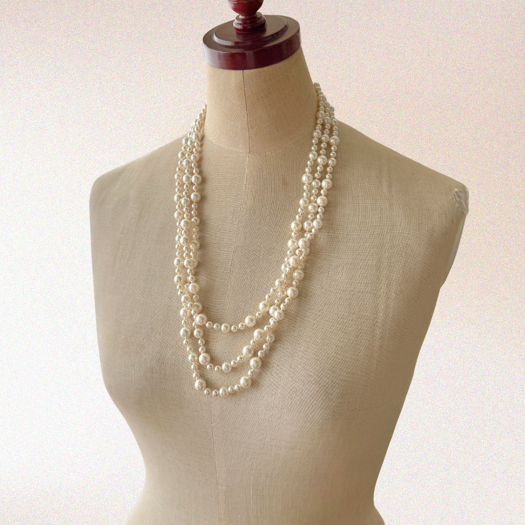 【Made in Japan 】シェルパール3連ネックレス Shell Pearl 3 Strands All Knot Necklace SP02