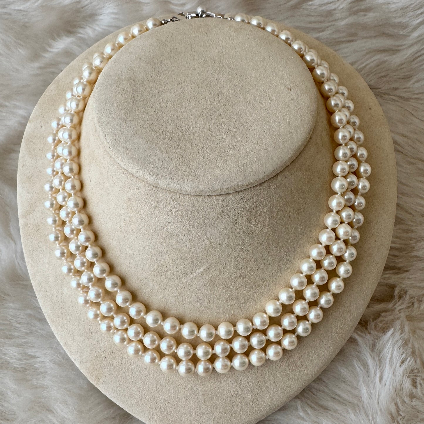 【Made in Japan 】シェルパール3連ショートネックレス Shell Pearl 3 Strands All Knot Short Necklace 【SP05】