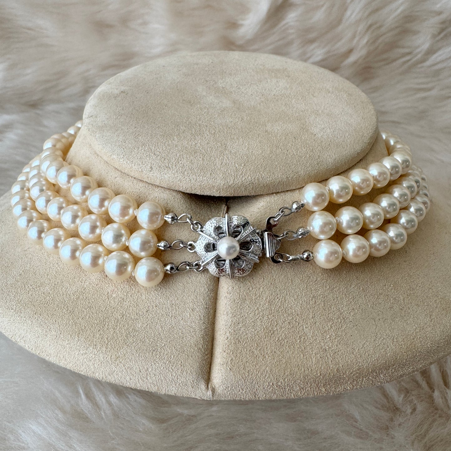 【Made in Japan 】シェルパール3連ショートネックレス Shell Pearl 3 Strands All Knot Short Necklace 【SP05】