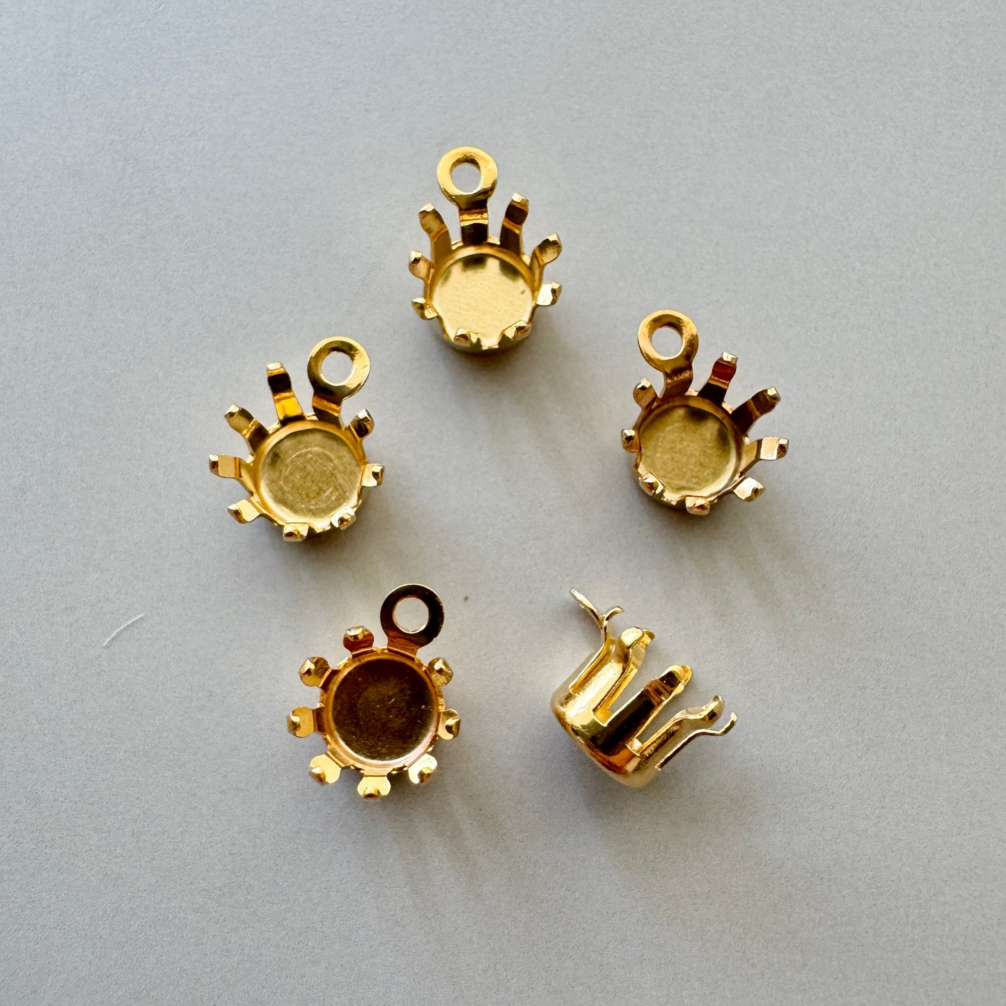 Gold Plated Setting Round 24ss【5pcs】