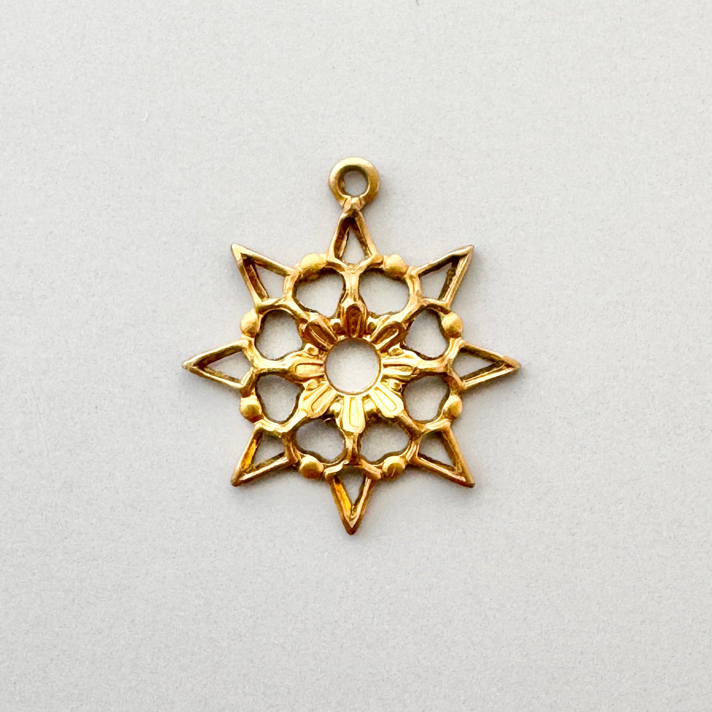 Brass Charm Snowflake 18mm