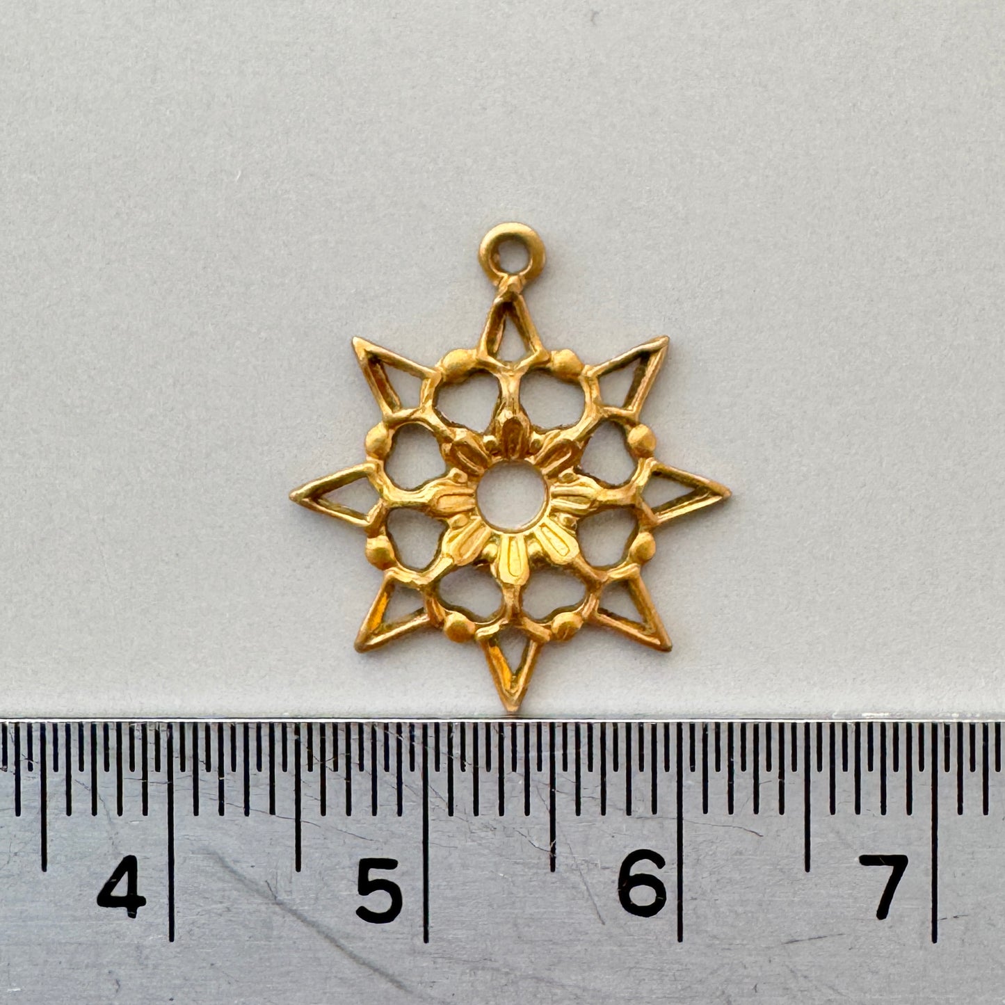 Brass Charm Snowflake 18mm