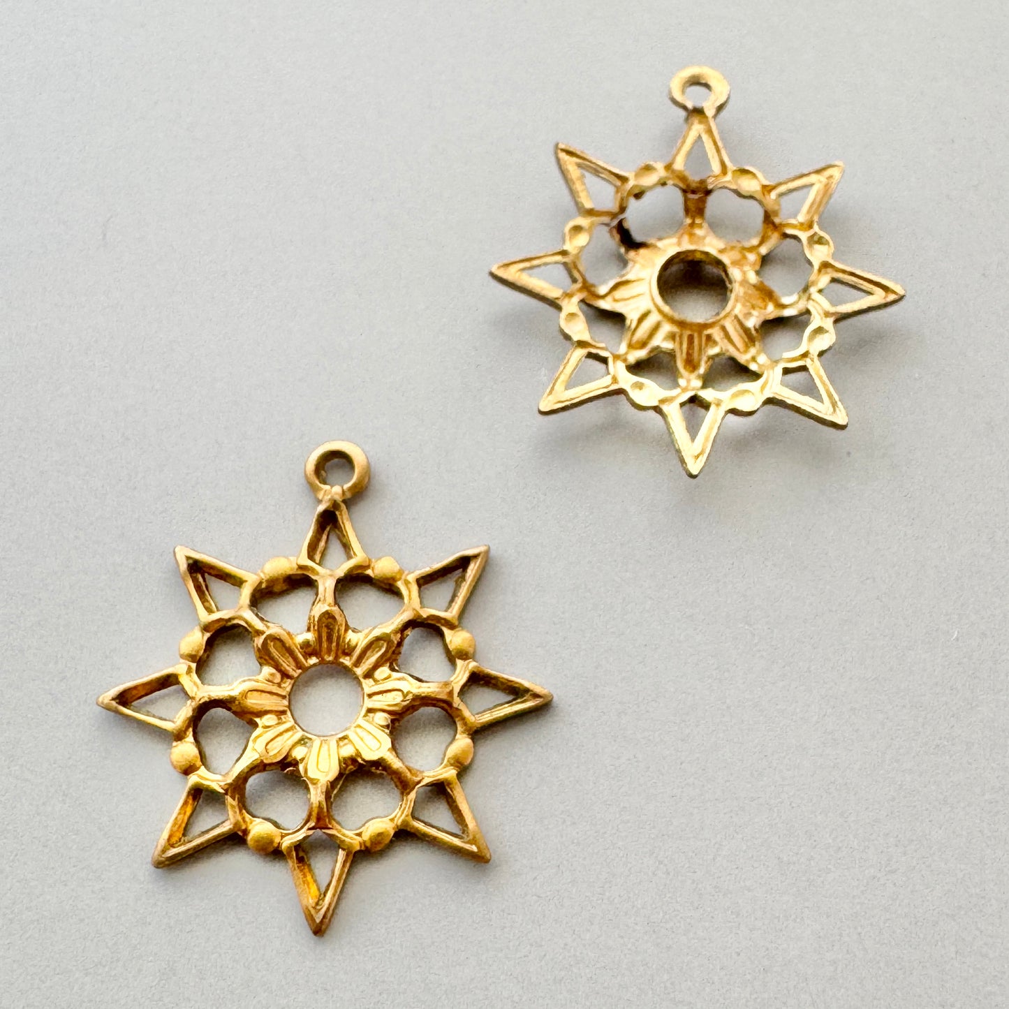 Brass Charm Snowflake 18mm