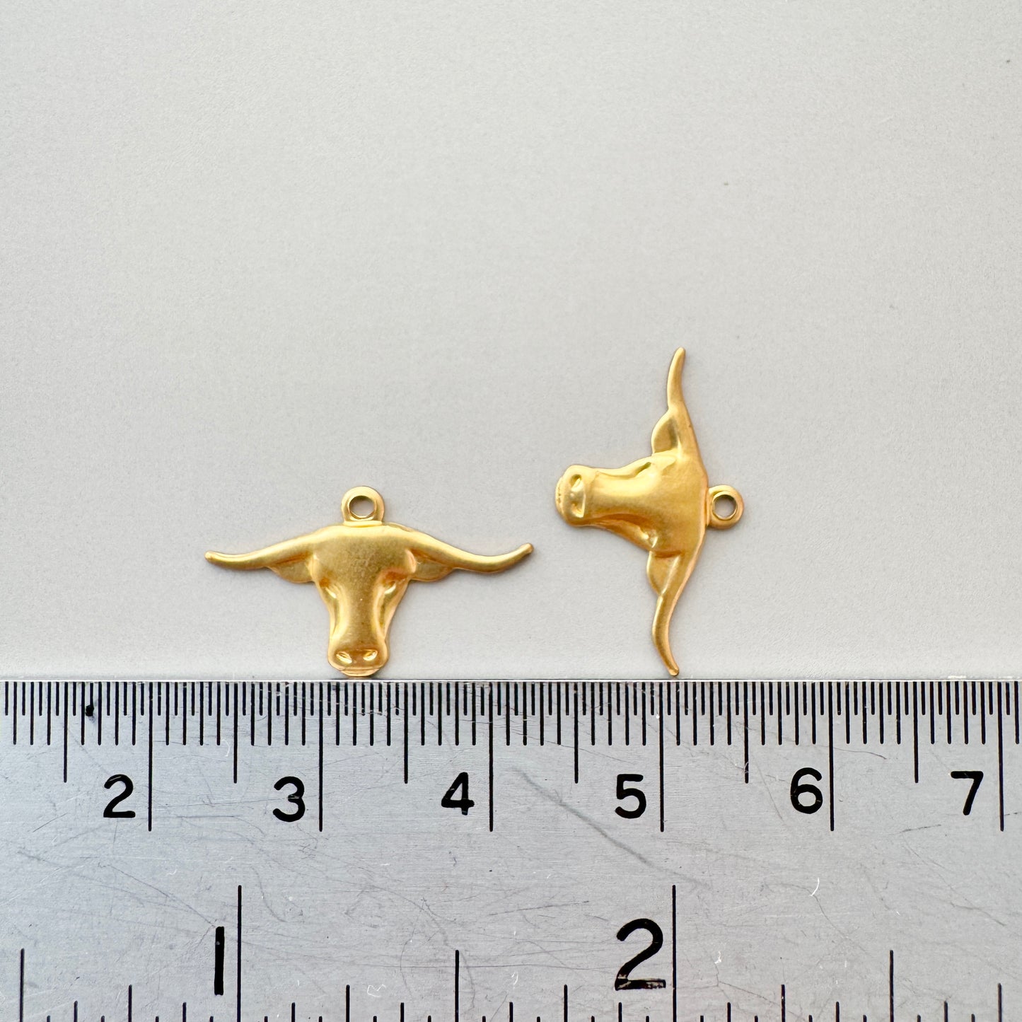 Brass Charm Bull Head 10x18mm