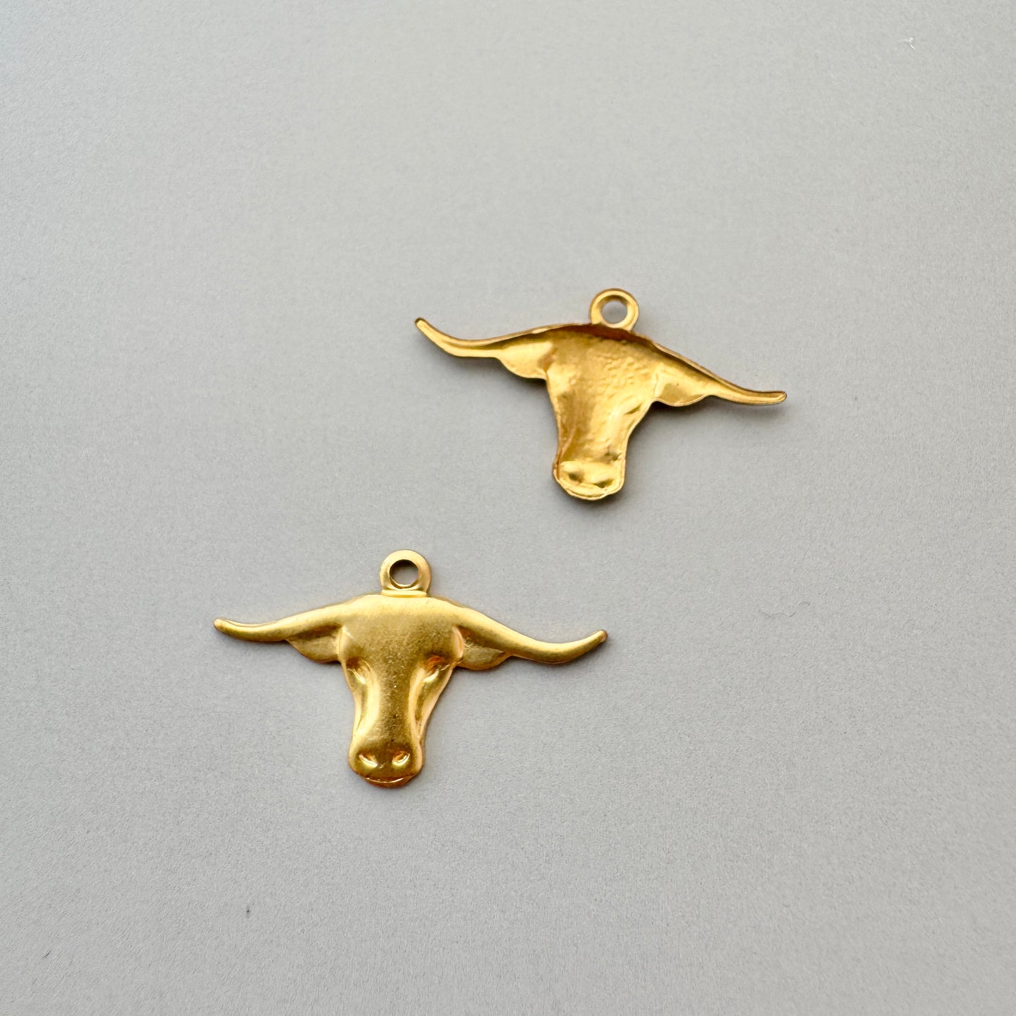 Brass Charm Bull Head 10x18mm