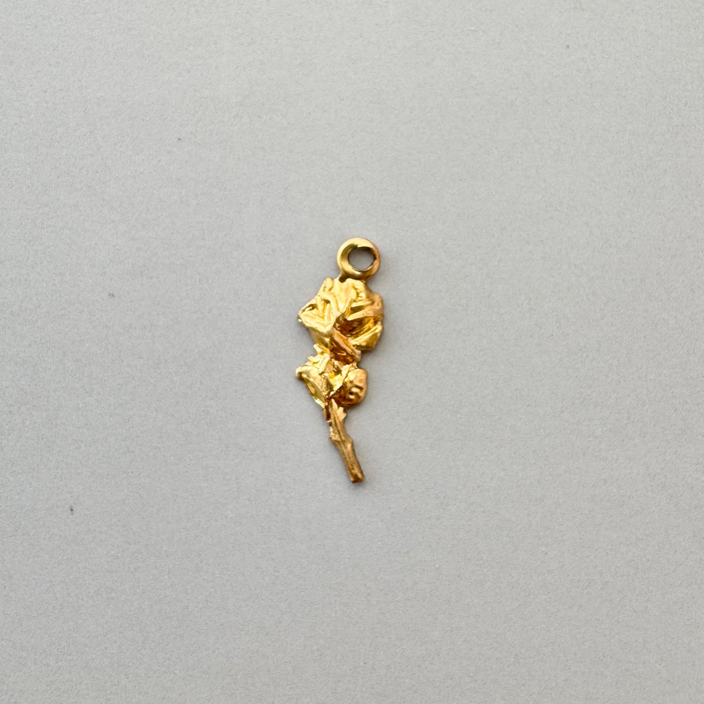 Brass Charm Small Rose with Stem 11x5mm