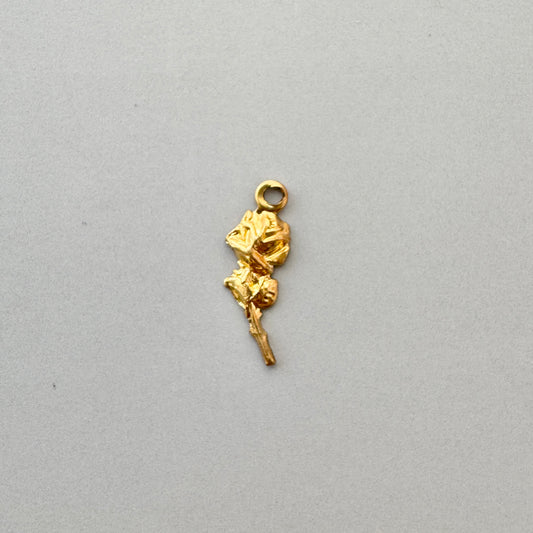 Brass Charm Small Rose with Stem 11x5mm