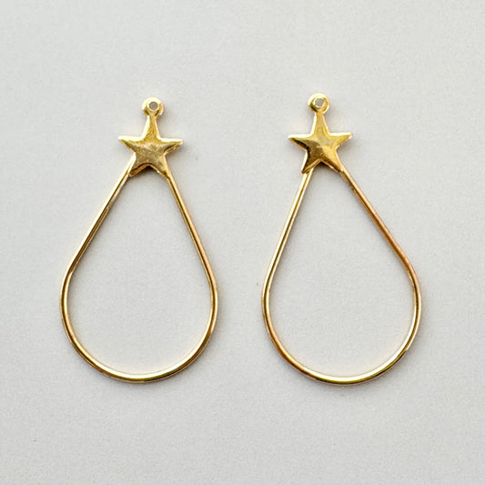 Vintage Gold Plated Star Drop 31x18mm【2pcs】