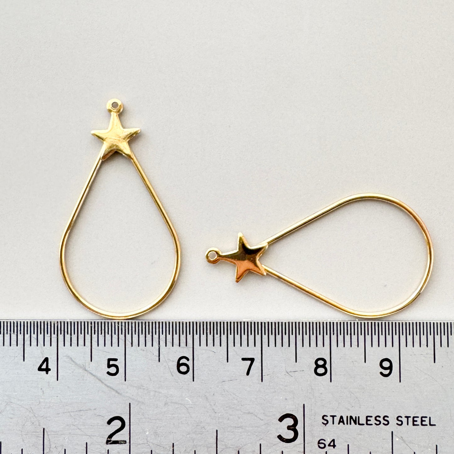 Vintage Gold Plated Star Drop 31x18mm【2pcs】