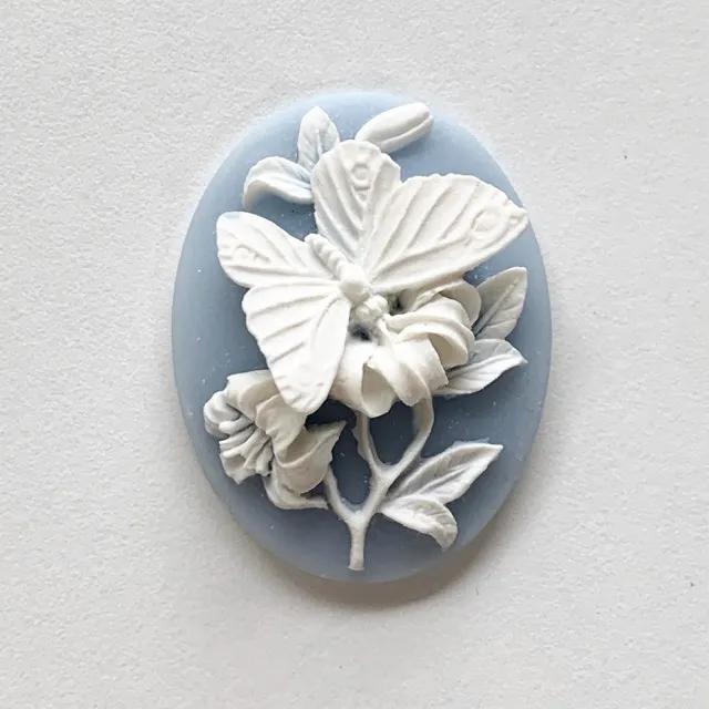 Acrylic Blue Butterfly Cameo 40x30mm