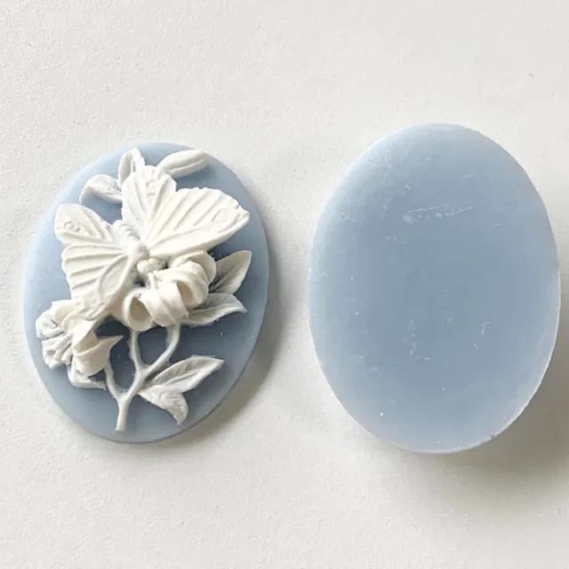 Acrylic Blue Butterfly Cameo 40x30mm