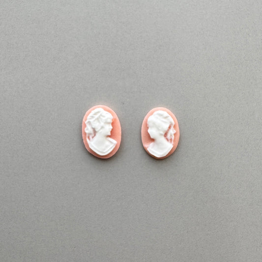 Plastic Cameo Lady Profile Angel Skin Oval 8x6mm【1 pair】